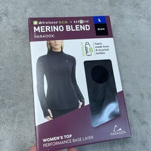 Paradox Women's L Performance Base Layer Black Merino Wool e0852